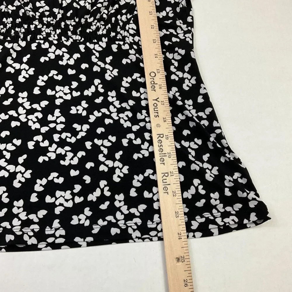 Michael Kors Womens Lace Blouse Black White Stretch Short Sleeve Shirt M Medium